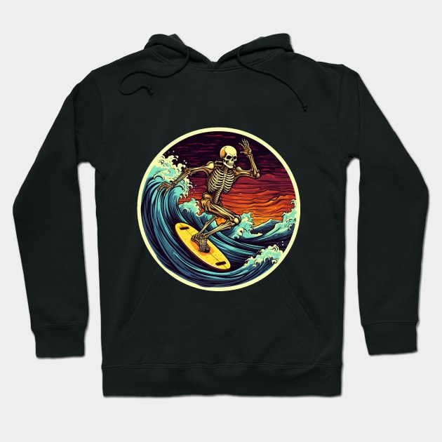 Skeleton Surfing Hoodie by VelvetRoom